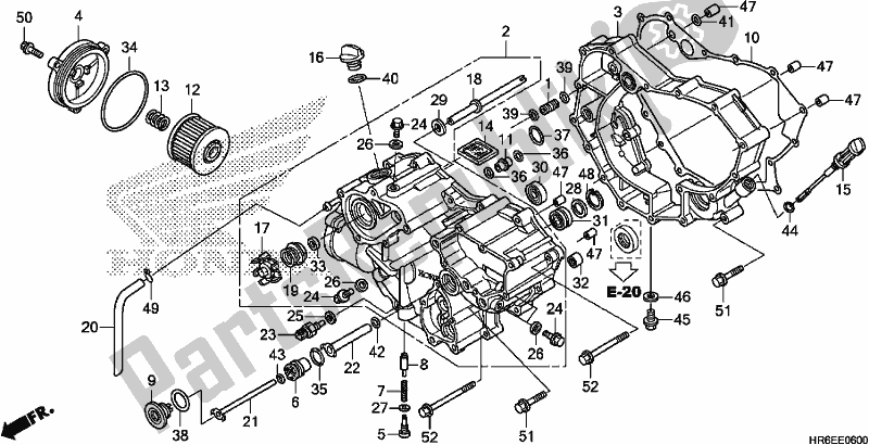 All parts for the Front Crankcase Cover of the Honda TRX 500 FA6 2018