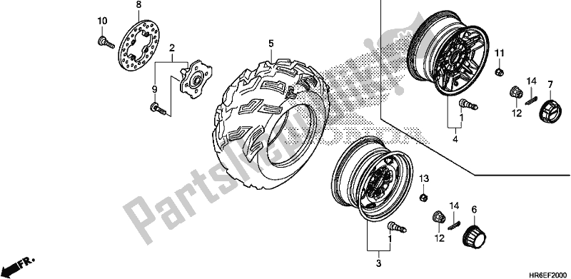 All parts for the Front Wheel of the Honda TRX 500 FA6 2018