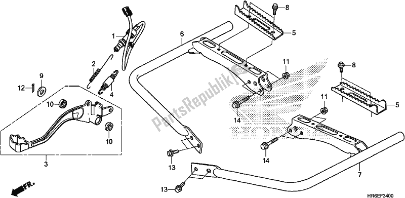 Todas as partes de Pedal/step do Honda TRX 500 FA6 2018