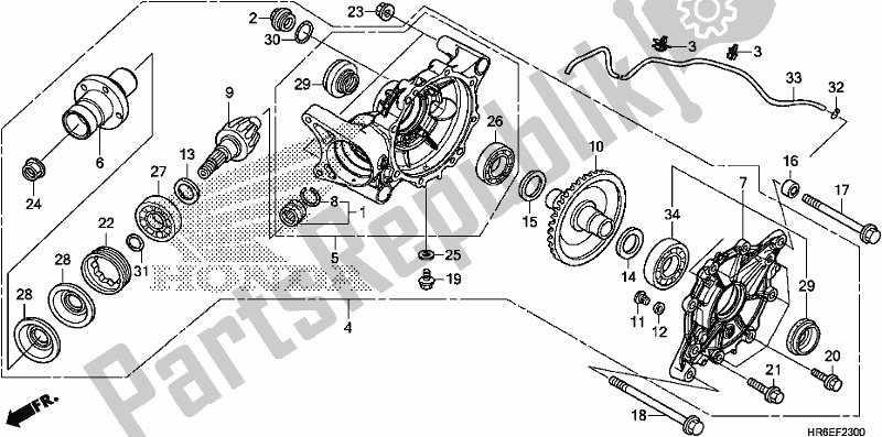 Alle onderdelen voor de Achterste Versnelling van de Honda TRX 500 FA6 2018