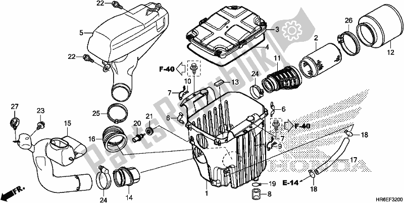 Todas as partes de Filtro De Ar do Honda TRX 500 FA6 2019