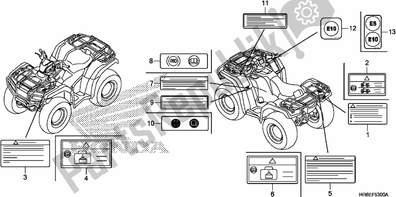 Tutte le parti per il Etichetta Di Avvertenza del Honda TRX 500 FA6 2019