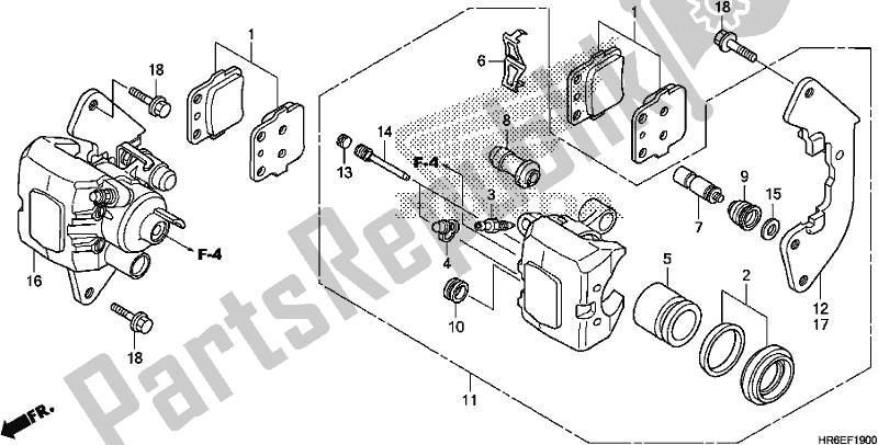All parts for the Front Brake Caliper of the Honda TRX 500 FA6 2019