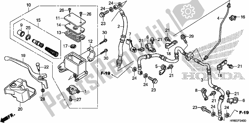Alle onderdelen voor de Voorremhoofdcilinder van de Honda TRX 500 FA6 2019