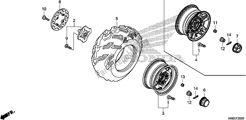 Tutte le parti per il Ruota Anteriore del Honda TRX 500 FA6 2019