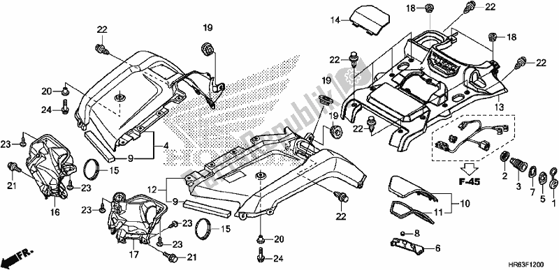 All parts for the Front Fender of the Honda TRX 500 FA7 2017