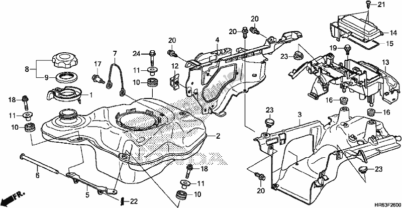 All parts for the Fuel Tank of the Honda TRX 500 FA7 2017