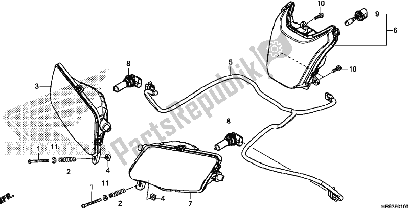 All parts for the Headlight of the Honda TRX 500 FA7 2017