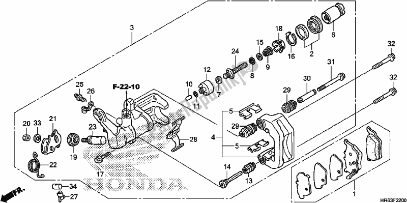 All parts for the Rear Brake Caliper of the Honda TRX 500 FA7 2017