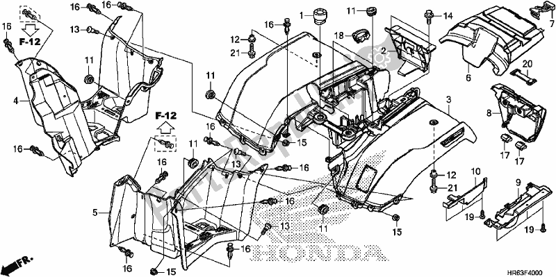 All parts for the Rear Fender of the Honda TRX 500 FA7 2017