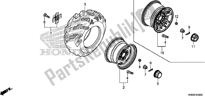 All parts for the Rear Wheel of the Honda TRX 500 FA7 2017