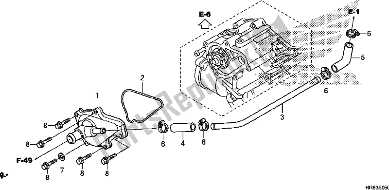 All parts for the Water Pump Cover of the Honda TRX 500 FA7 2017