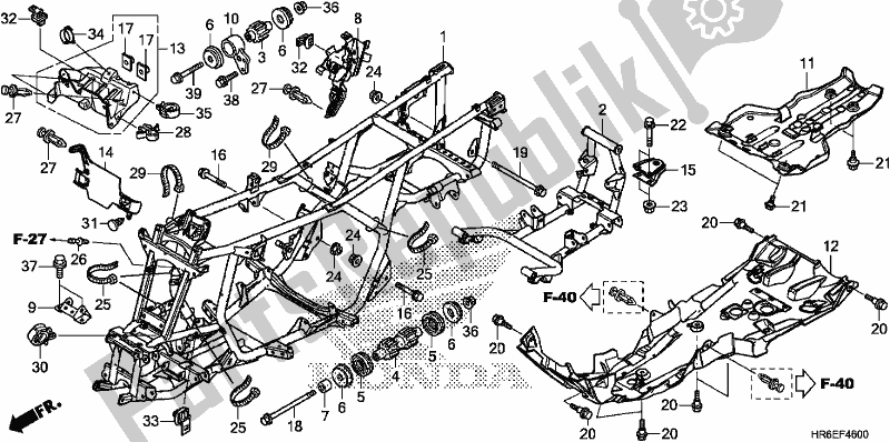 Alle onderdelen voor de Frame Lichaam van de Honda TRX 500 FA7 2018