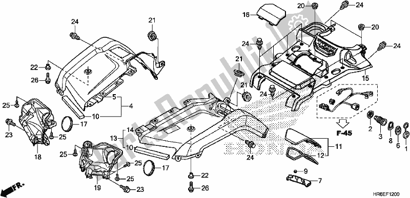 All parts for the Front Fender of the Honda TRX 500 FA7 2018