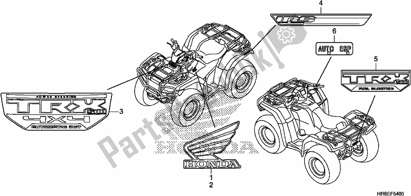 Alle onderdelen voor de Mark van de Honda TRX 500 FA7 2018