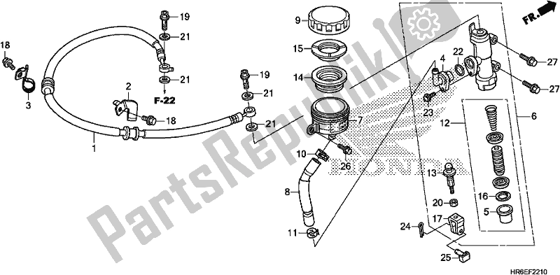 Wszystkie części do G?ówny Cylinder Hamulca Tylnego Honda TRX 500 FA7 2018