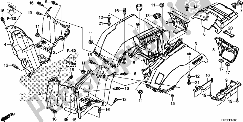 Tutte le parti per il Parafango Posteriore del Honda TRX 500 FA7 2018