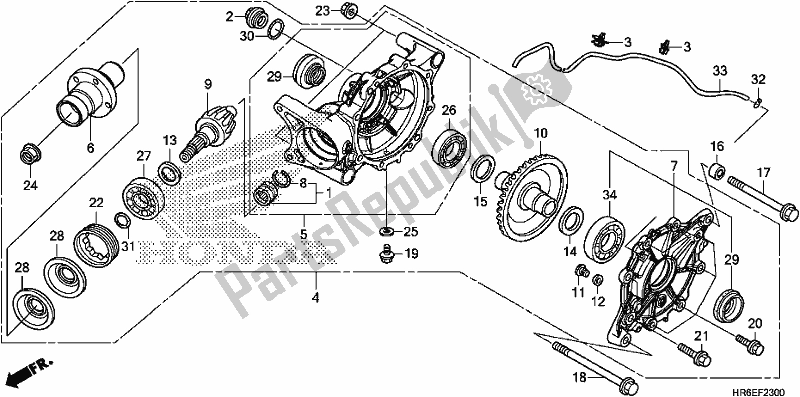 Toutes les pièces pour le Rapport Final Arrière du Honda TRX 500 FA7 2018