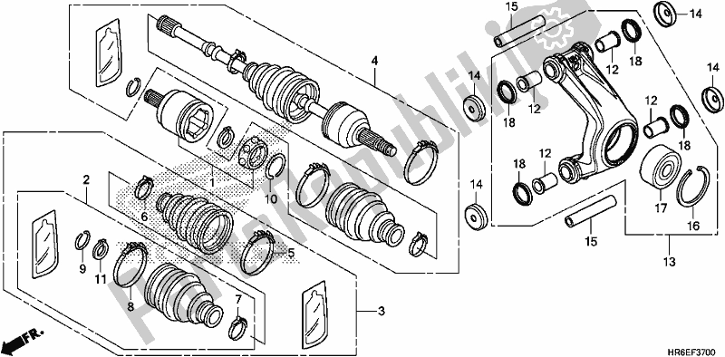 Todas las partes para Rear Knuckle/rear Driveshaft de Honda TRX 500 FA7 2018