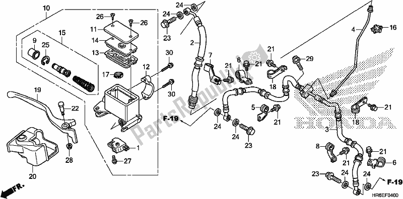 Todas as partes de Cilindro Mestre Do Freio Dianteiro do Honda TRX 500 FA7 2019