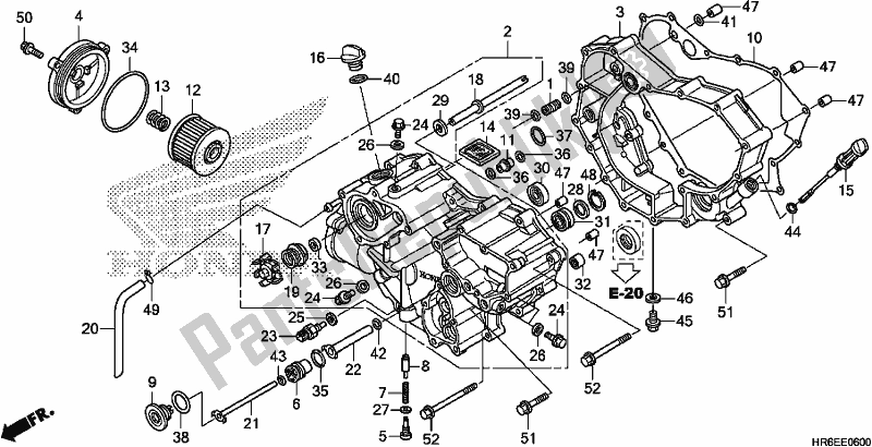 Alle onderdelen voor de Voorste Carterdeksel van de Honda TRX 500 FA7 2019