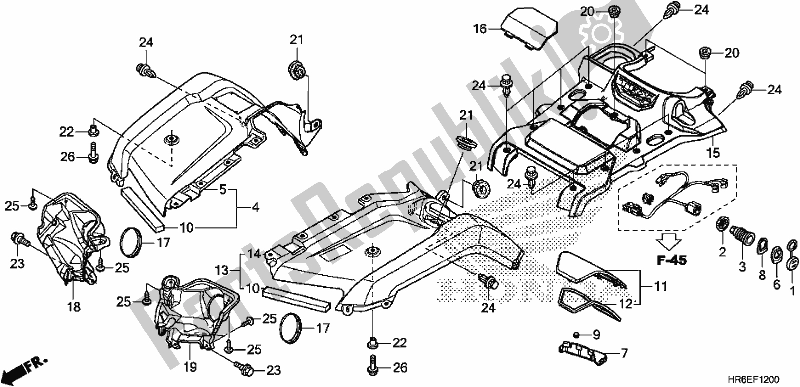 All parts for the Front Fender of the Honda TRX 500 FA7 2019