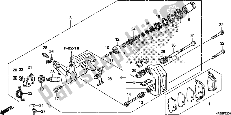 Todas las partes para Pinza De Freno Trasero de Honda TRX 500 FA7 2019