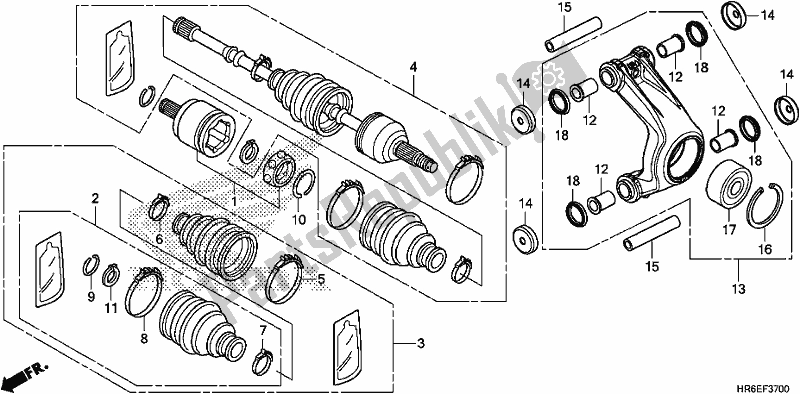 Todas as partes de Rear Knuckle/rear Driveshaft do Honda TRX 500 FA7 2019