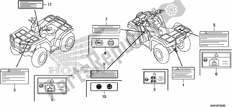 Todas las partes para Etiqueta De Precaución de Honda TRX 500 FM1 2017