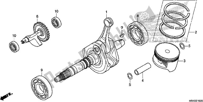 All parts for the Crankshaft/piston of the Honda TRX 500 FM1 2017