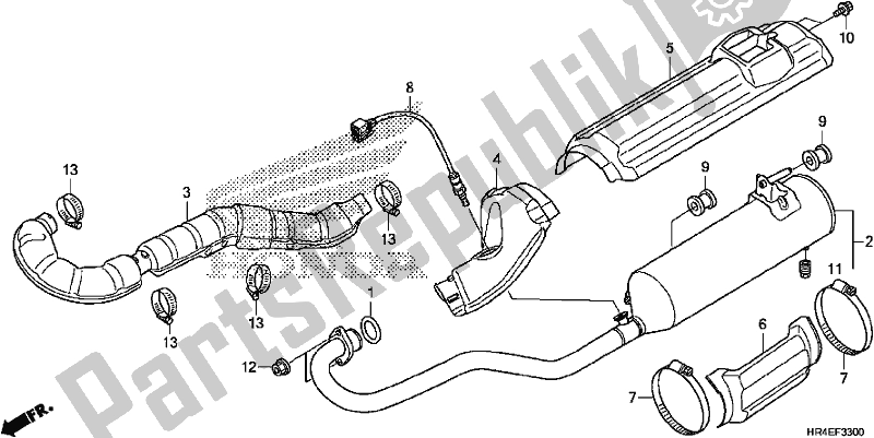 All parts for the Exhaust Muffler of the Honda TRX 500 FM1 2017