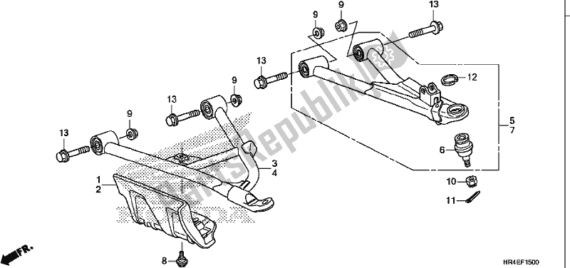 All parts for the Front Arm of the Honda TRX 500 FM1 2017