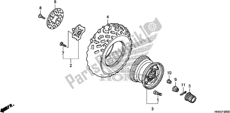 All parts for the Front Wheel of the Honda TRX 500 FM1 2017