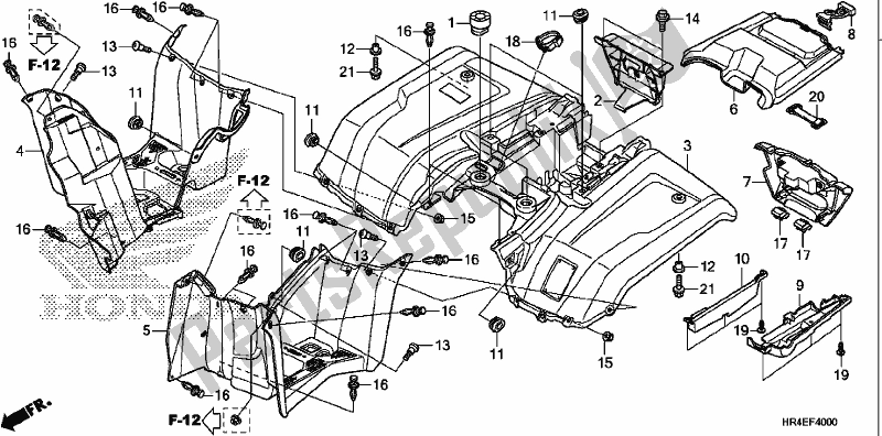 Alle onderdelen voor de Achterspatbord van de Honda TRX 500 FM1 2017