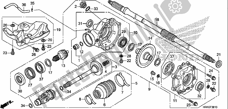 Alle onderdelen voor de Achterste Versnelling van de Honda TRX 500 FM1 2017