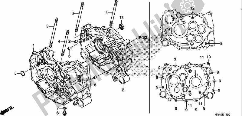 All parts for the Crankcase of the Honda TRX 500 FM2 2017