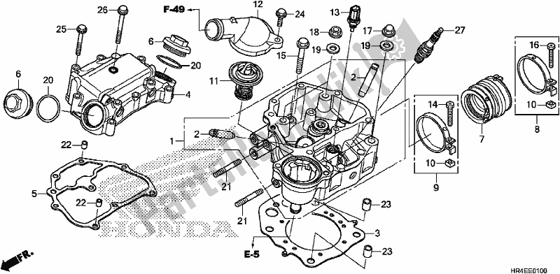 All parts for the Cylinder Head of the Honda TRX 500 FM2 2017