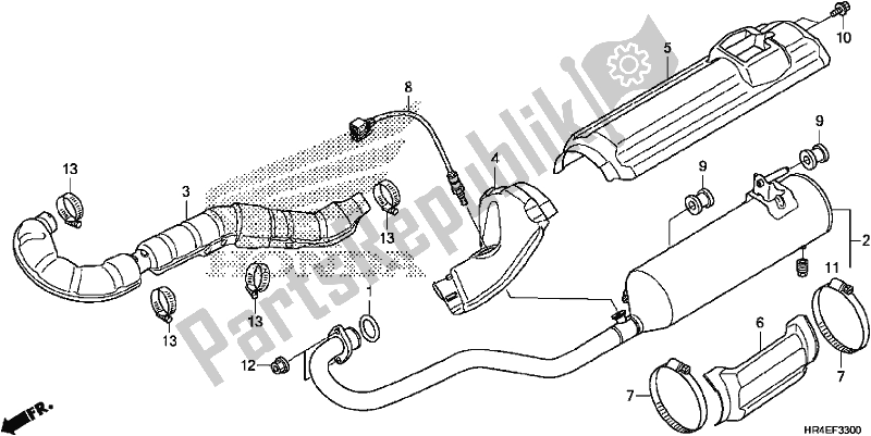 All parts for the Exhaust Muffler of the Honda TRX 500 FM2 2017