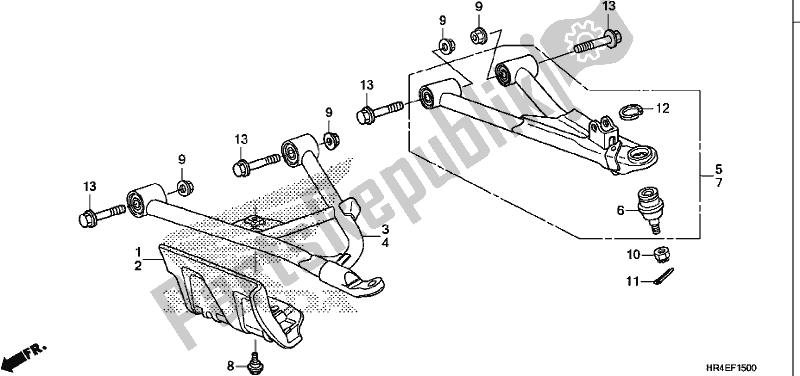 All parts for the Front Arm of the Honda TRX 500 FM2 2017