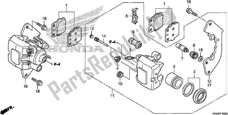 All parts for the Front Brake Caliper of the Honda TRX 500 FM2 2017