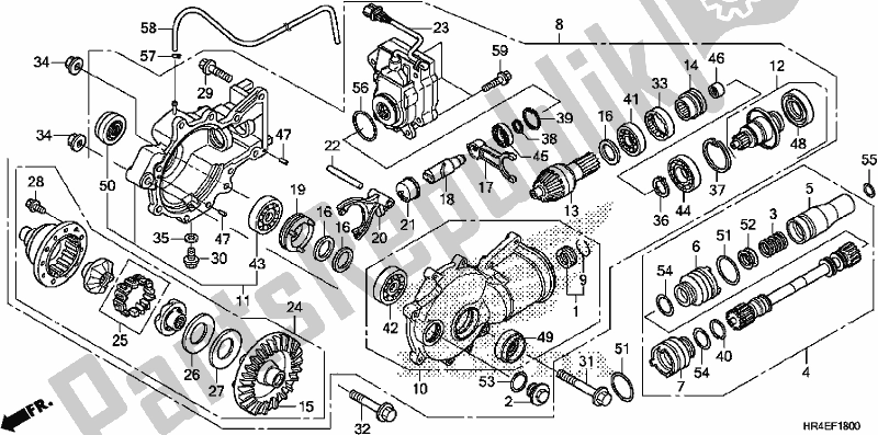 All parts for the Front Final Gear of the Honda TRX 500 FM2 2017