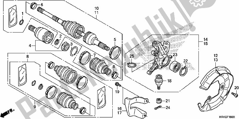 All parts for the Front Knuckle/front Drive Shaft of the Honda TRX 500 FM2 2017