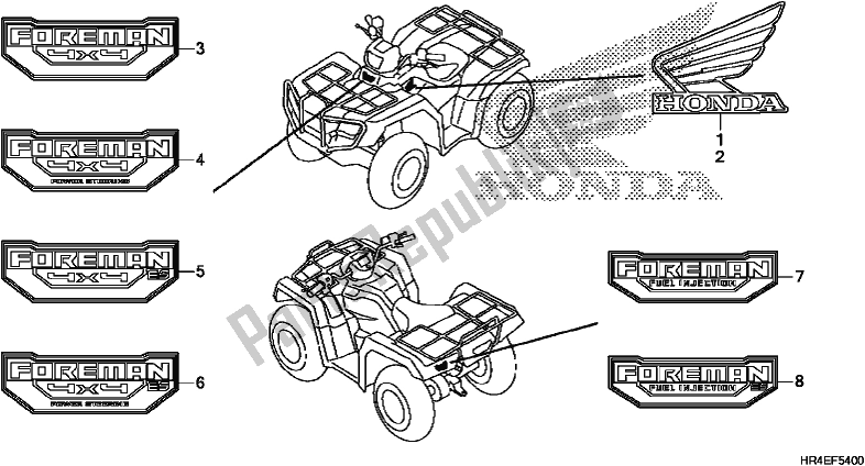Alle onderdelen voor de Merkteken / Embleem van de Honda TRX 500 FM2 2017