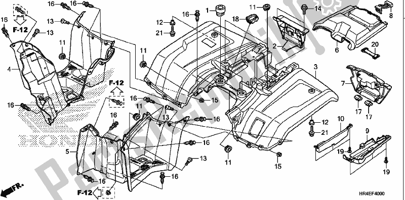 All parts for the Rear Fender of the Honda TRX 500 FM2 2017