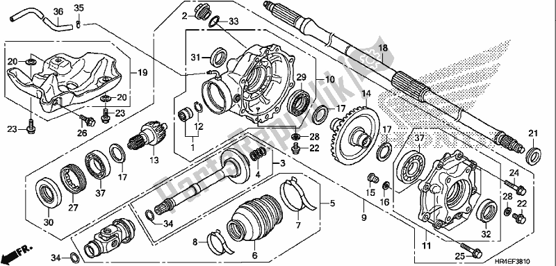 All parts for the Rear Final Gear of the Honda TRX 500 FM2 2017