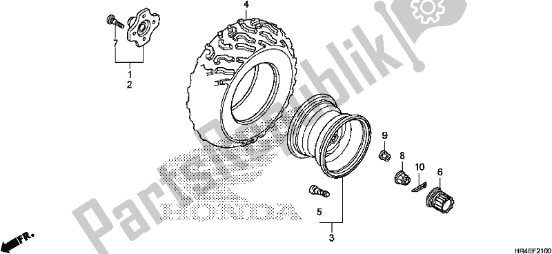 All parts for the Rear Wheel of the Honda TRX 500 FM2 2017