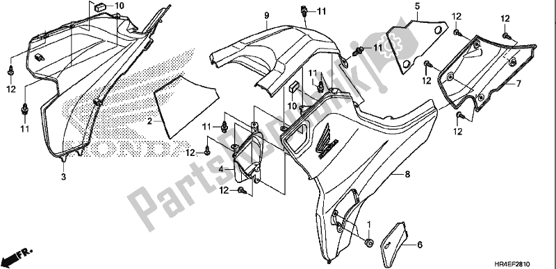 All parts for the Side Cover/tank Cover of the Honda TRX 500 FM2 2017