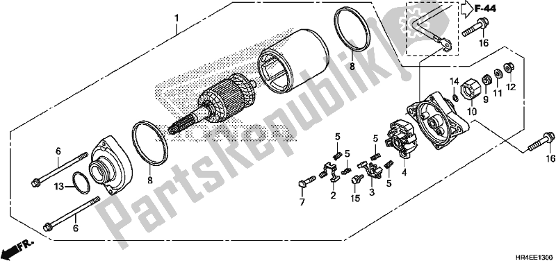 All parts for the Starter Motor of the Honda TRX 500 FM2 2017