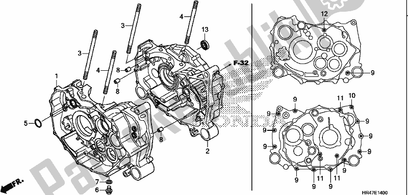 All parts for the Crankcase of the Honda TRX 500 FM2 2018