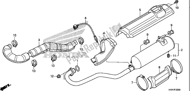 All parts for the Exhaust Muffler of the Honda TRX 500 FM2 2018